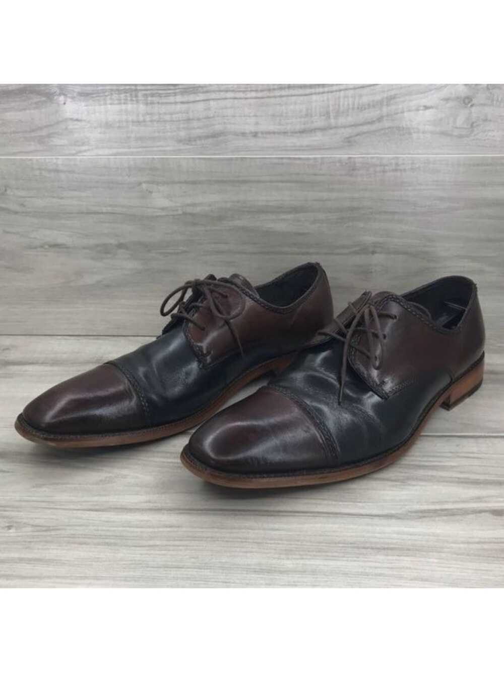 Stacy Adams Shoes Men's 11 Brown Black Leather Dress Derby Oxford Lace Up